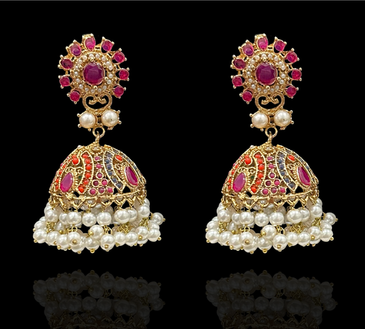 Arzoo Earrings - Red