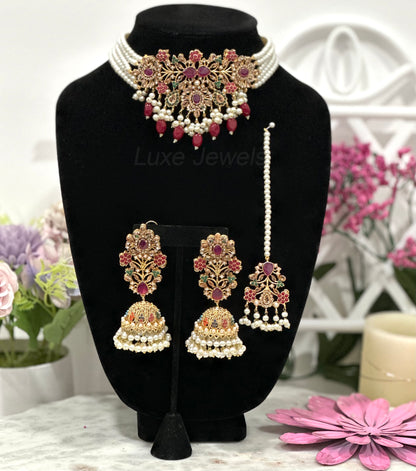 Pariza Choker Set Red