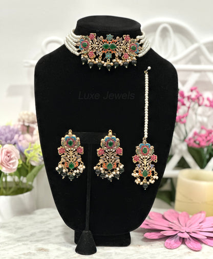 Afroza Choker Set Green