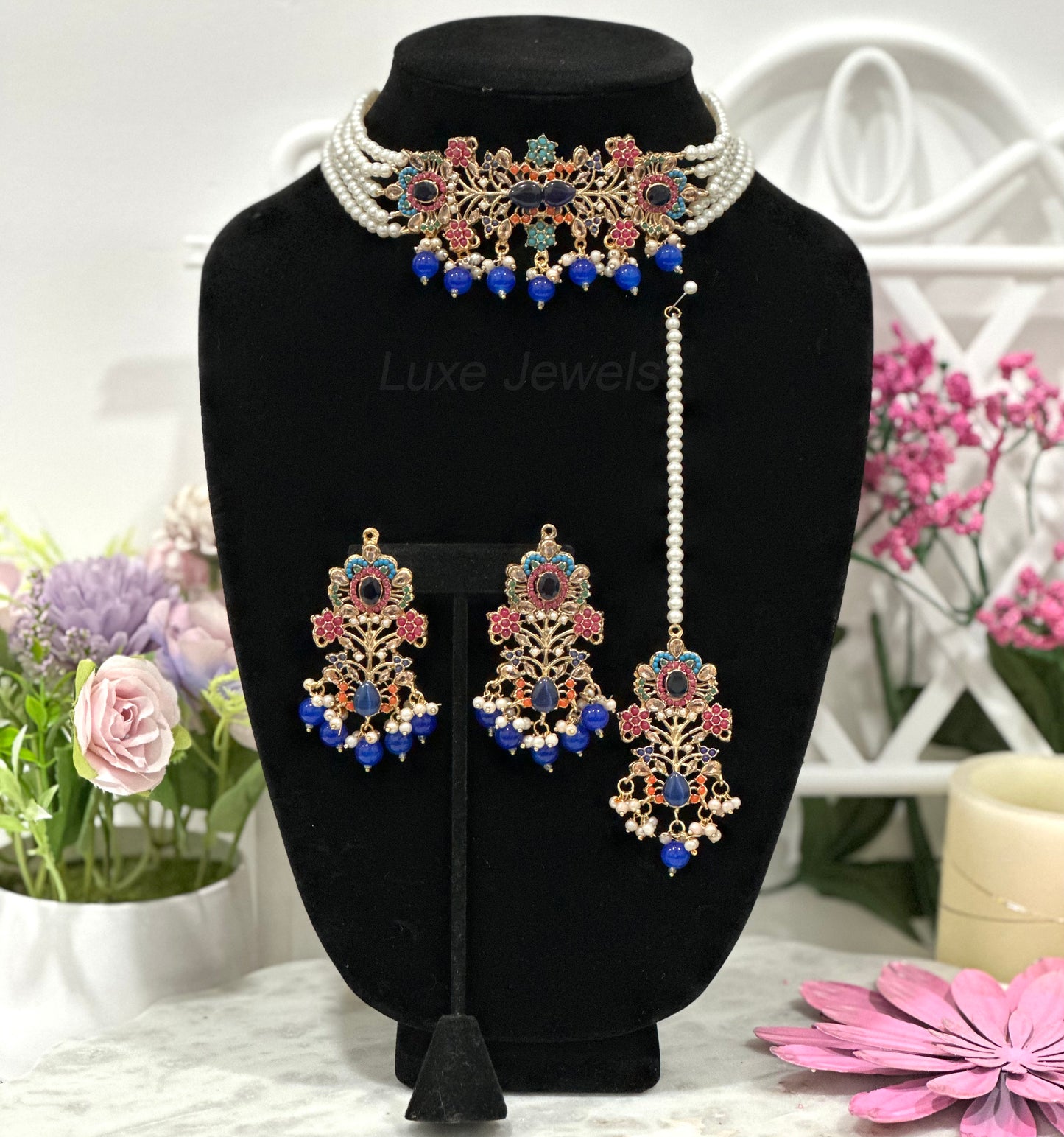 Afroza Choker Set Blue