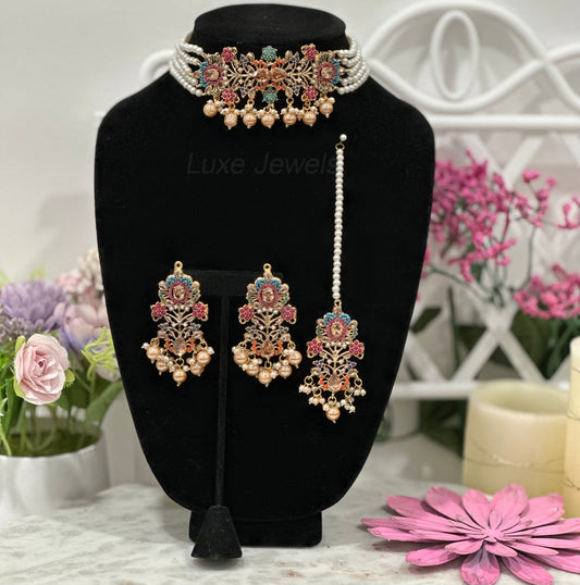 Afroza Choker Set Champange