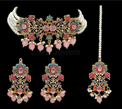 Afroza Choker Set Pink