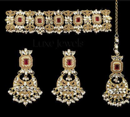 Zareen Choker Set Red